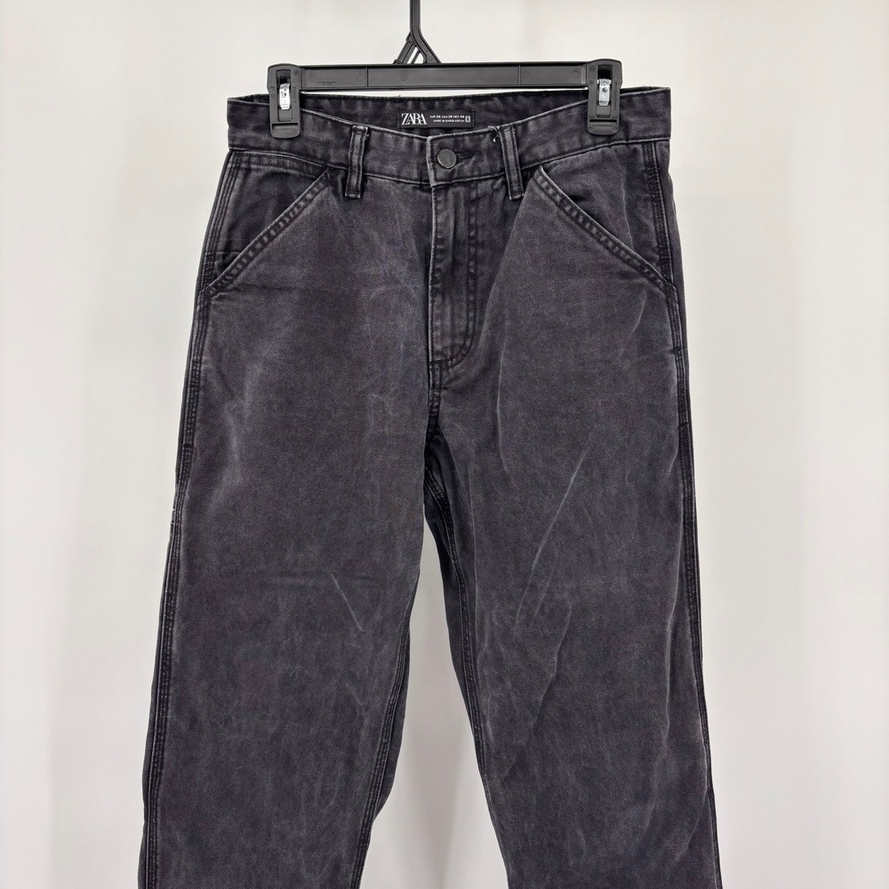 Zara Carpenter Pants Mens 30 Black Excellent DNWR Workwear Canvas Straight Leg‎